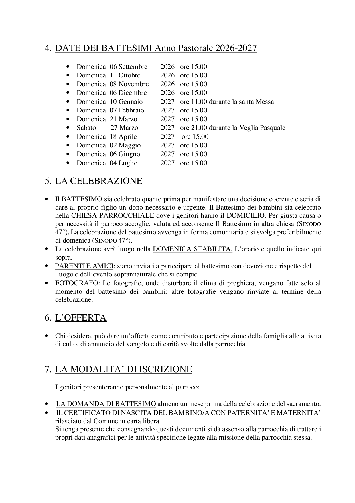 MODULO PER DOMANDA DI BATTESIMO Nuovo Modello 4 di 4